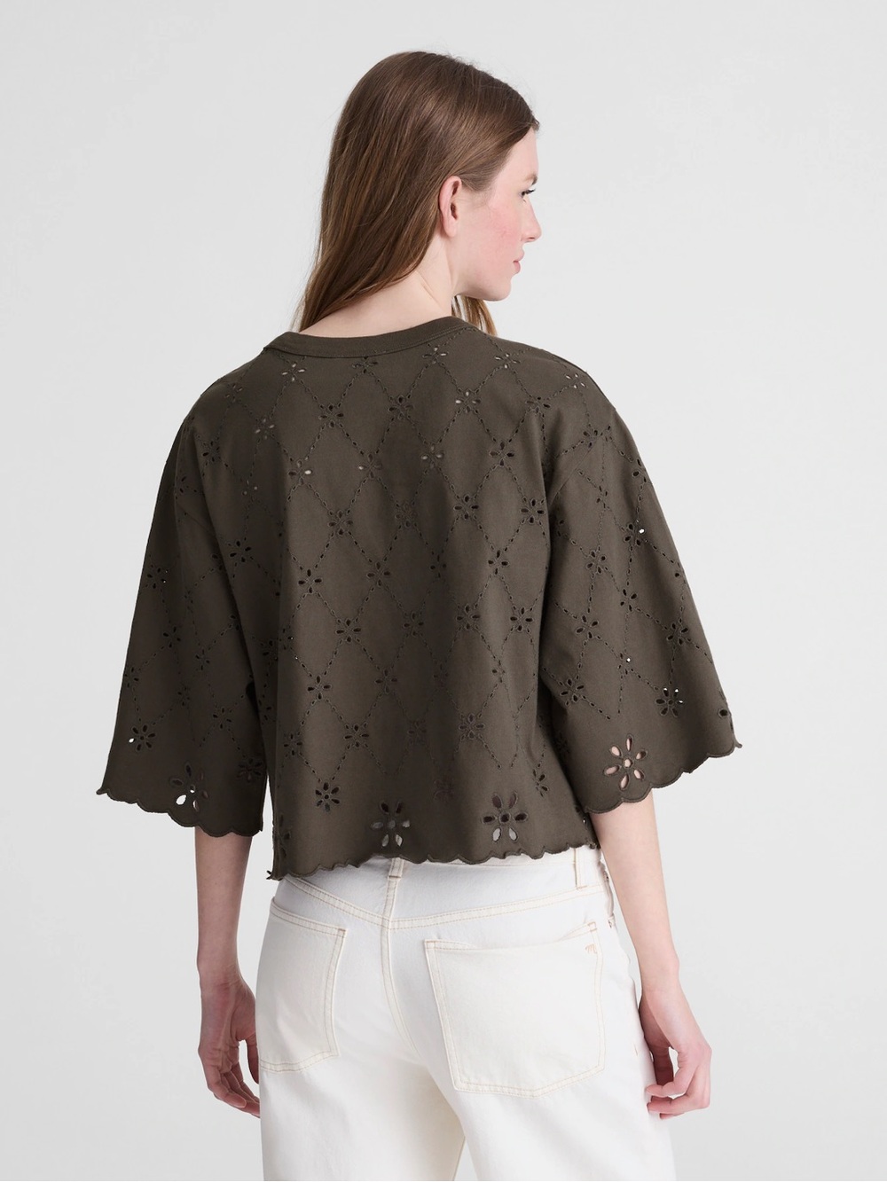 Madewell The Embroidered Boxy Crop Tee in Allday Jersey - Picture 4 of 8